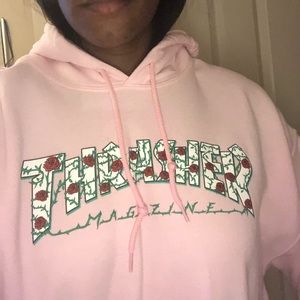 THRASHER HOODIE PINK FLORAL DETAIL
